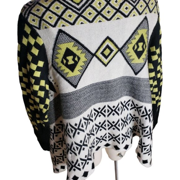 Double Zero Colorful Shawl Collar Knit Sweater Waterfall Aztec  Womens Sz L - Picture 4 of 8